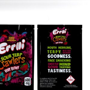 Errlli Sour Crawlers Very Berry Smell Proof Food Grade EMPTY Mylar Bags Dry Goods Herbs Candy Edibles