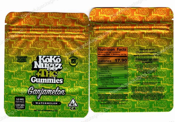 KoKoNuggz : +THC Gummies (Ganjamelon) Bag *Empty Bags* (CaSupply) #N1
