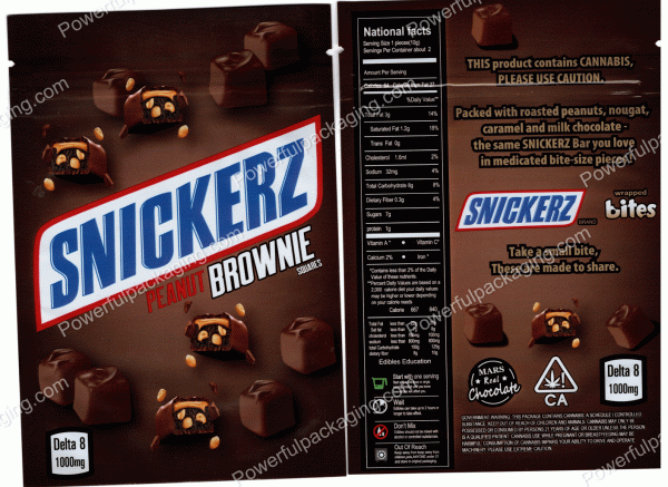 Snickerz : Peanut Brownie Squares (Delta-8 1000mg) Bag *Empty Bags* (CaSupply) #N1