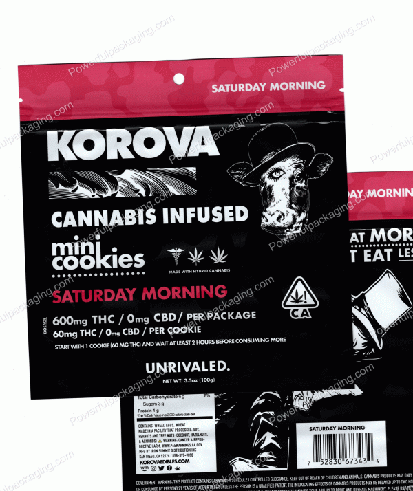KOROVA : (Saturday Morning) Cannabis Infused Mini Cookies THC/CBD (6.75x7in Bag) *Empty Bags* (CaSupply) #N1