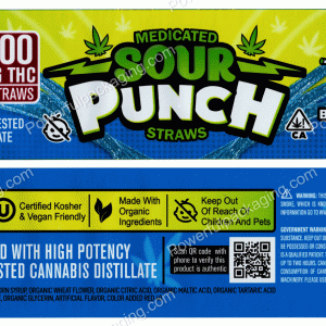 Sour Punch Straws : Blue Raspberry (2x9.5in) Bag *Empty Bags* (CaSupply) #E1