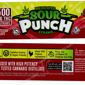 Sour Punch Straws : Cherry (2x9.5in) Bag *Empty Bags* (CaSupply) #E1