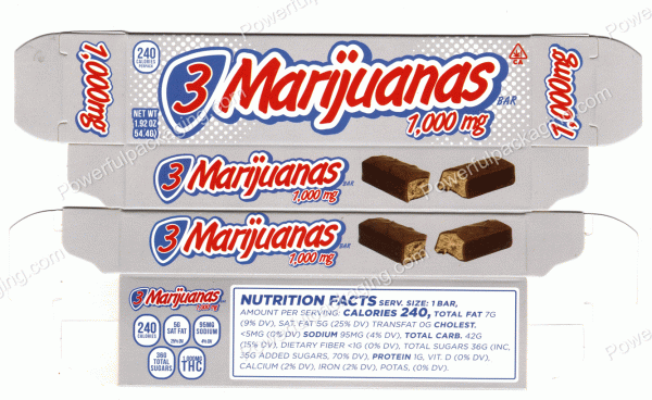 3Marijuanas 1000mg Box (1.25x4.75in) *Empty Box* (CaSupply) #X1 - Image 3