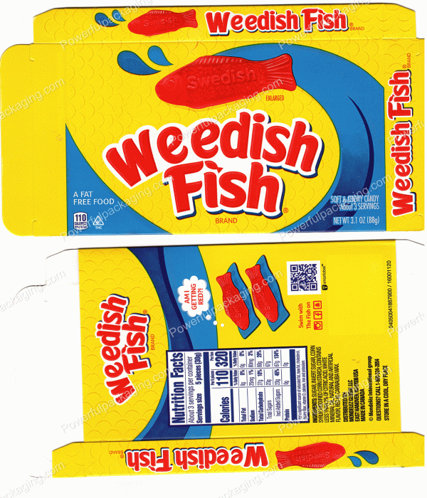 Weedish Fish Box (about 3-servings) (3.75x6.25in) *Empty Box* (CaSupply) #X1 - Image 3