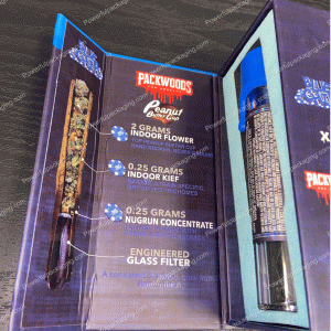 Packwoods Los Angeles x Blue Chip : (Peanut Butter Cup) Hybrid, Glass Tube, Magnetic Box, Stickers, Wax and Tip/ Mouthpiece 'PREROLLED BLUNT' *Empty Pre-Rolls* (50/100 Pack Set) (CA-Supply)