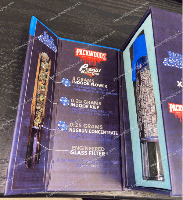 Packwoods Los Angeles x Blue Chip : (Peanut Butter Cup) Hybrid, Glass Tube, Magnetic Box, Stickers, Wax and Tip/ Mouthpiece 'PREROLLED BLUNT' *Empty Pre-Rolls* (50/100 Pack Set) (CA-Supply)
