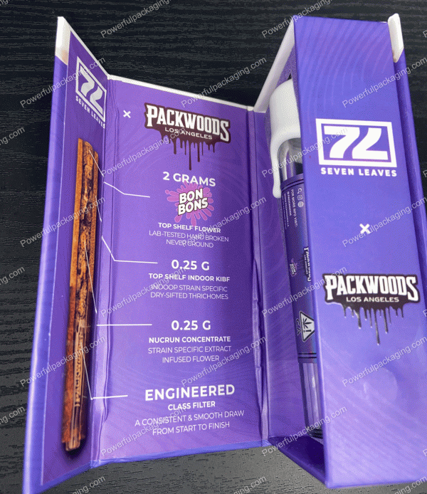 Packwoods Los Angeles x Seven Leaves : (Bon Bons) Glass Tube, Magnetic Box, Stickers, Wax and Tip/ Mouthpiece 'PREROLLED BLUNT' *Empty Pre-Rolls* (50/100 Pack Set) (CA-Supply)
