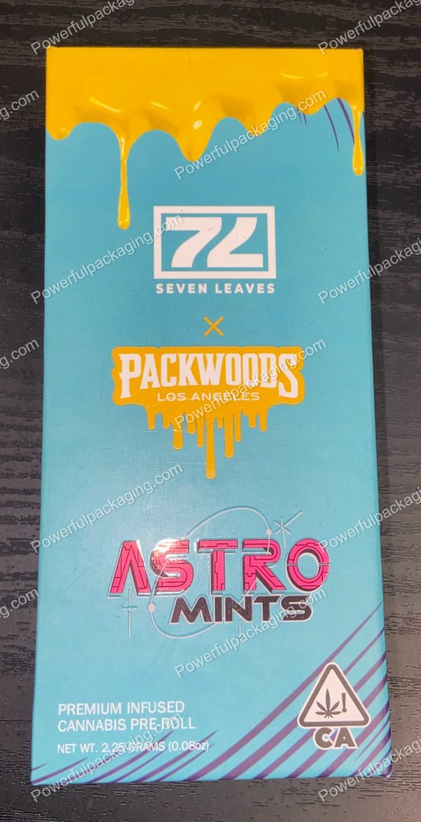 Packwoods Los Angeles x Seven Leaves : (Astro Mints) Hybrid, Glass Tube, Magnetic Box, Stickers, Wax and Tip/ Mouthpiece 'PREROLLED BLUNT' *Empty Pre-Rolls* (50/100 Pack Set) (CA-Supply) - Image 2