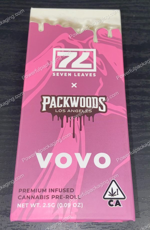 Packwoods Los Angeles x Seven Leaves : (VOVO) Glass Tube, Magnetic Box, Stickers, Wax and Tip/ Mouthpiece 'PREROLLED BLUNT' *Empty Pre-Rolls* (50/100 Pack Set) (CA-Supply) - Image 2