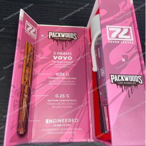 Packwoods Los Angeles x Seven Leaves : (VOVO) Glass Tube, Magnetic Box, Stickers, Wax and Tip/ Mouthpiece 'PREROLLED BLUNT' *Empty Pre-Rolls* (50/100 Pack Set) (CA-Supply)