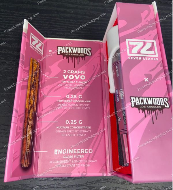 Packwoods Los Angeles x Seven Leaves : (VOVO) Glass Tube, Magnetic Box, Stickers, Wax and Tip/ Mouthpiece 'PREROLLED BLUNT' *Empty Pre-Rolls* (50/100 Pack Set) (CA-Supply)