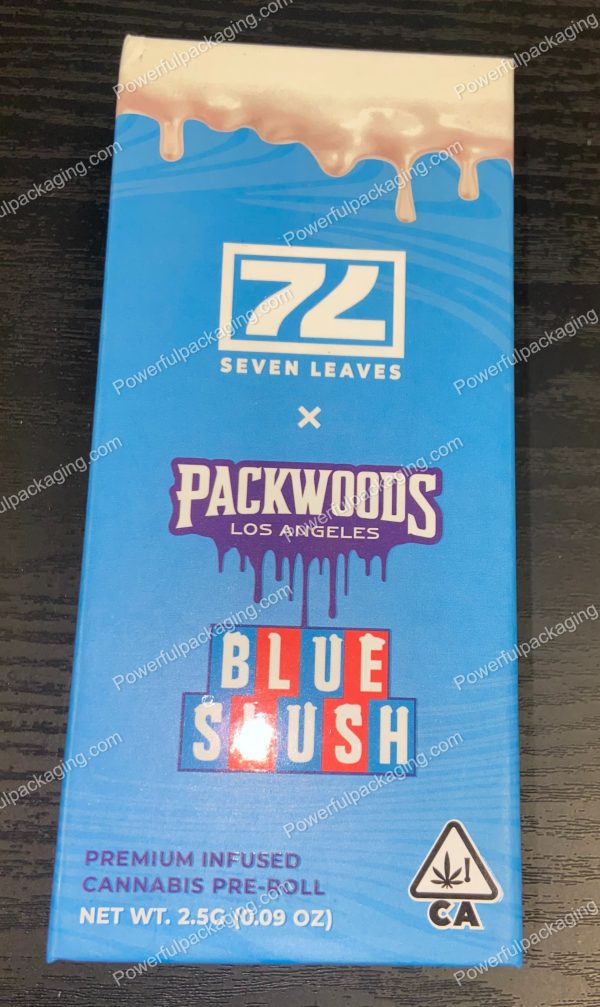 Packwoods Los Angeles x Seven Leaves : (Blue Slush) Glass Tube, Magnetic Box, Stickers, Wax and Tip/ Mouthpiece 'PREROLLED BLUNT' *Empty Pre-Rolls* (50/100 Pack Set) (CA-Supply) - Image 2