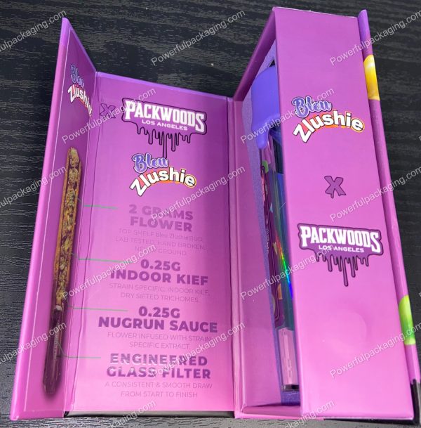 Packwoods Los Angeles x Bleu Zlushie : (Bleu Zlushie) Glass Tube, Magnetic Box, Stickers, Wax and Tip/ Mouthpiece 'PREROLLED BLUNT' *Empty Pre-Rolls* (50/100 Pack Set) (CA-Supply)