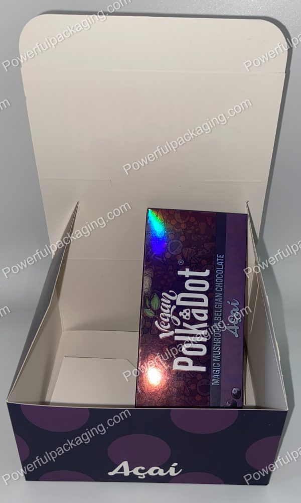 PolkaDot Magic Mushroom Belgain Chocolate : Vegan Acai 4g 10-Pack with Display Case (5x2.5in) *Empty Box* (CaSupply) - Image 2