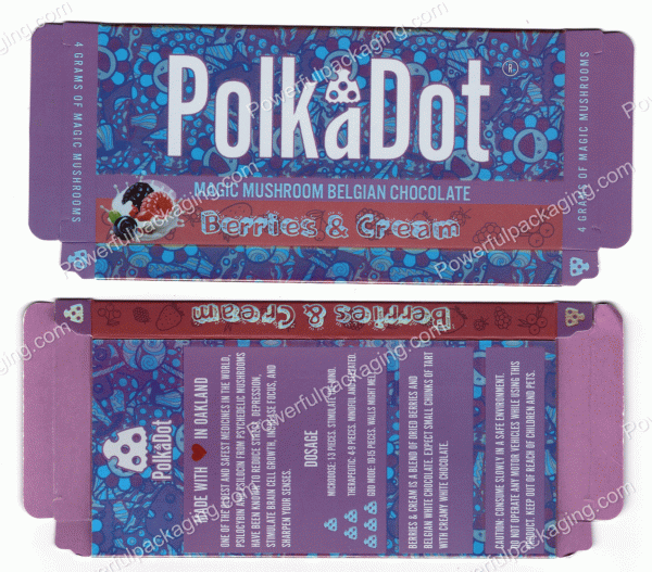 PolkaDot Magic Mushroom Belgain Chocolate : Berries & Cream 4g 10-Pack with Display Case (5x2.5in) *Empty Box* (CaSupply)
