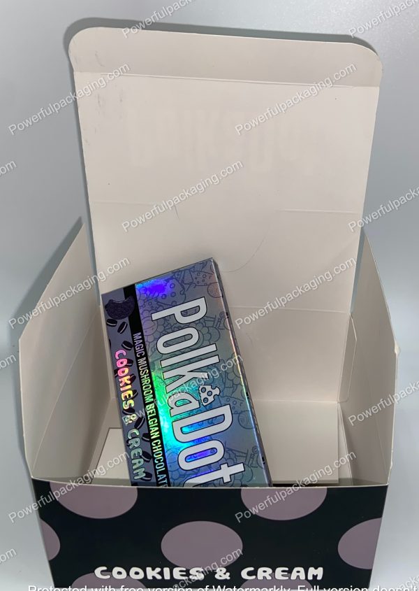 PolkaDot Magic Mushroom Belgain Chocolate : Cookies & Cream 4g 10-Pack with Display Case (5x2.5in) *Empty Box* (CaSupply) - Image 3