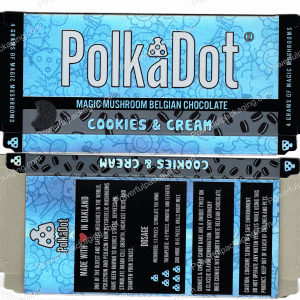 PolkaDot Magic Mushroom Belgain Chocolate : Cookies & Cream 4g 10-Pack with Display Case (5x2.5in) *Empty Box* (CaSupply)
