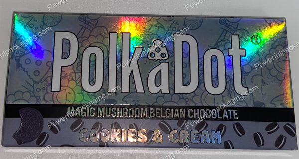 PolkaDot Magic Mushroom Belgain Chocolate : Cookies & Cream 4g 10-Pack with Display Case (5x2.5in) *Empty Box* (CaSupply) - Image 2
