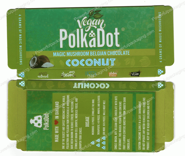 PolkaDot Magic Mushroom Belgain Chocolate : Vegan Coconut 4g 10-Pack with Display Case (5x2.5in) *Empty Box* (CaSupply)