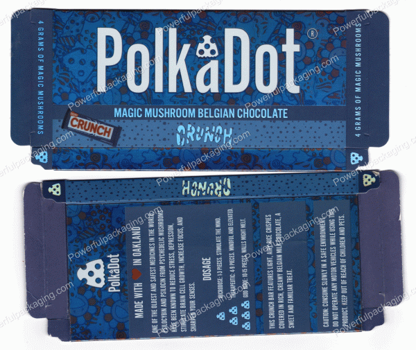 PolkaDot Magic Mushroom Belgain Chocolate : CRUNCH 4g 10-Pack with Display Case (5x2.5in) *Empty Box* (CaSupply)