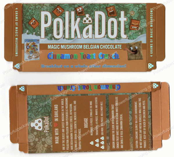 PolkaDot Magic Mushroom Belgain Chocolate : Cinnamon Toast Crunch 4g 10-Pack with Display Case (5x2.5in) *Empty Box* (CaSupply)