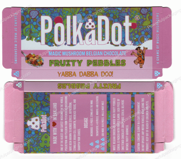 PolkaDot Magic Mushroom Belgain Chocolate : Fruity Pebbles Yabba Dabba Doo! 4g 10-Pack with Display Case (5x2.5in) *Empty Box* (CaSupply)