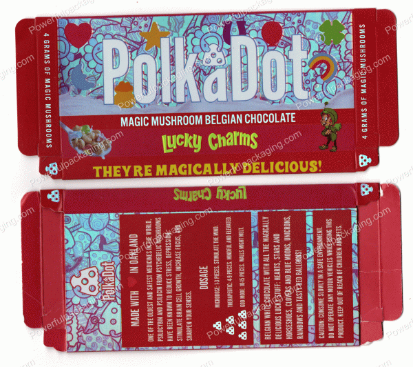PolkaDot Magic Mushroom Belgain Chocolate : Lucky Charms Theyre Magically Delicious! 4g 10-Pack with Display Case (5x2.5in) *Empty Box* (CaSupply)