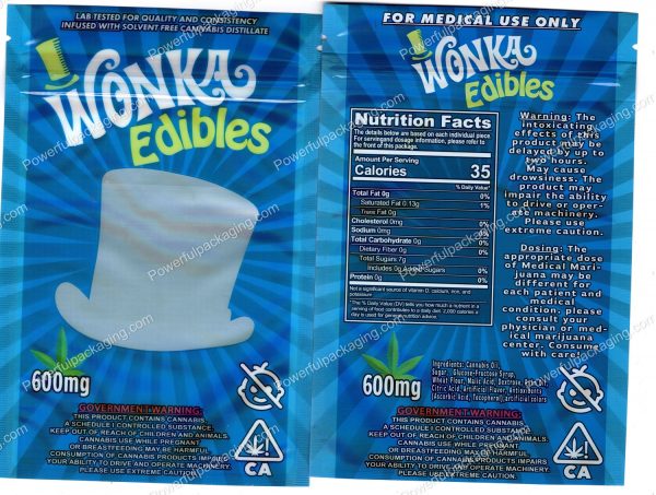 Wonka Edibles (Blue) 600mg Mylar (6x4in) Packaging *Empty Bags*
