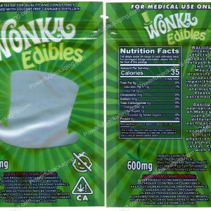 Wonka Edibles (Green) 600mg Mylar (6x4in) Packaging *Empty Bags*