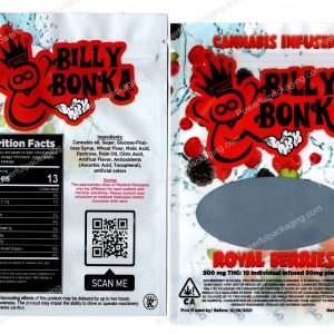 BILLY BONKA : Royal Berries 500mg Cannabis Infused Mylar (4.25x6in) Packaging *Empty Bags*