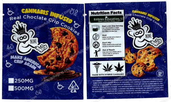 BILLY BONKA : Real Choclate Crip Cookies 250/500mg Cannabis Infused Mylar (4x4.5in) Packaging *Empty Bags*