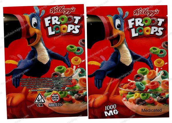 Large Cereal : Froot Loops 1000mg Packaging (5x7in) Mylar Bag *Empty Bags* (CaSupply)