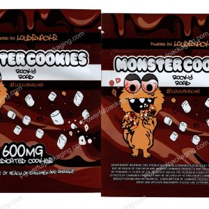 LOUDSNACKS : Monster Cookies (Rocky Road) 600mg (4.5x4in) Edible Packaging Mylar Bag *Empty Bags* (CaSupply) #E3