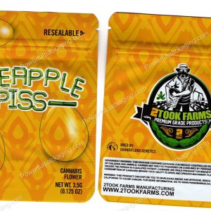 2TOOK FARMS : Pineapple Piss Small (5x4in) Packaging 3.5 Mylar Bag *Empty Bags*