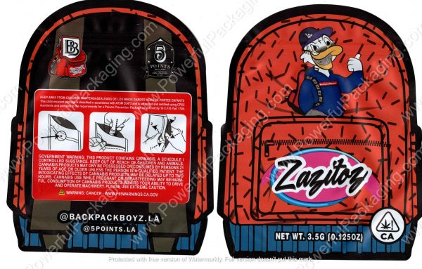 BACKPACK BOYZ : Zazitos Packaging 3.5 Mylar Bag *Empty Bags* (CaSupply) #3D