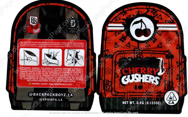 Backpack Boyz Black Cherry Gushers 3D Mylar Flower 3.5 Bag *Empty Bags* (CaSupply) #3D