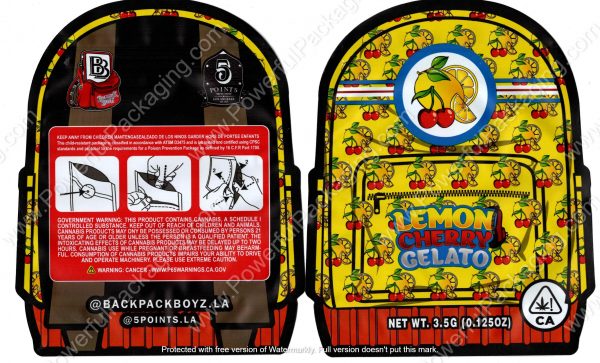 Lemon Cherry Gelato Backpack Boyz 3D Mylar Flower 3.5 Bag *Empty Bags* (CaSupply) #3D