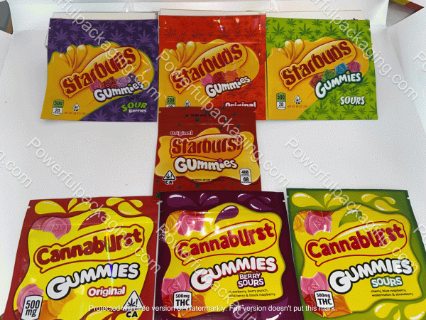 Starburst Starbuds and Cannaburst Gummies Packaging *EMPTY Mylar Bags*
