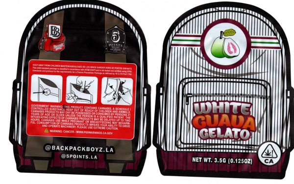 Backpack Boyz White Guava Gelato 3D Mylar Flower 3.5 Bag *Empty Bags* (CaSupply) #3D