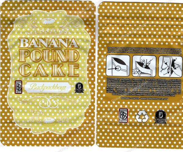 BACKPACK BOYZ : Banana Pound Cake (4.25x6.5in) Packaging 3.5 Mylar Bag *Empty Bags* (CAsupply) #B1