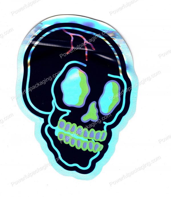 3D Holographic Skull Shaped Mylar Bag 3.5g Packaging *Empty Bags*