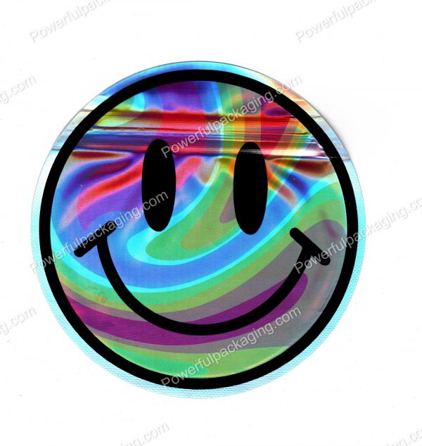 3D Holographic Smiley Shaped Mylar Bag 3.5g Packaging *Empty Bags*