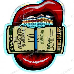 3D Holographic Money-Bite Shaped Mylar Bag 3.5g Packaging *Empty Bags*