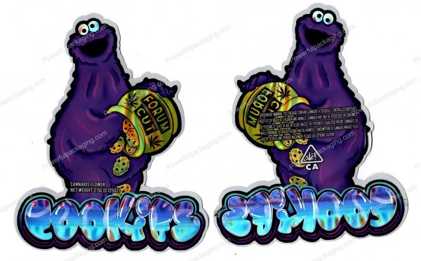 3D-Bag (Cookie Monster) Holographic Shaped Mylar Packaging *Empty Bags*