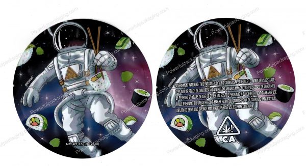 3D-Bag (Space Sushi) Circle Shaped Mylar 3.5g Packaging *Empty Bags*