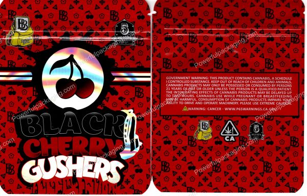 BACKPACK BOYZ : Black Cherry Gushers Packaging 3.5 Mylar Bag *Empty Bags*