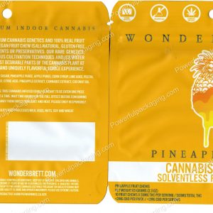 WONDERBRETT : Pineapple OG Cannabis Infused Solventless Fruit Chews Edible Packaging Mylar Bag *Empty Bags*