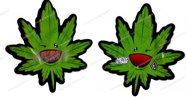 Metro Bloomin : Winking Leaf 3D Mylar Shaped Bag 3.5g Flower Packaging *Empty Bags*