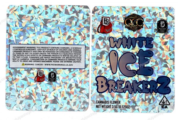 BACKPACK BOYZ : White Ice Breakerz Packaging 3.5 Mylar Bag *Empty Bags*
