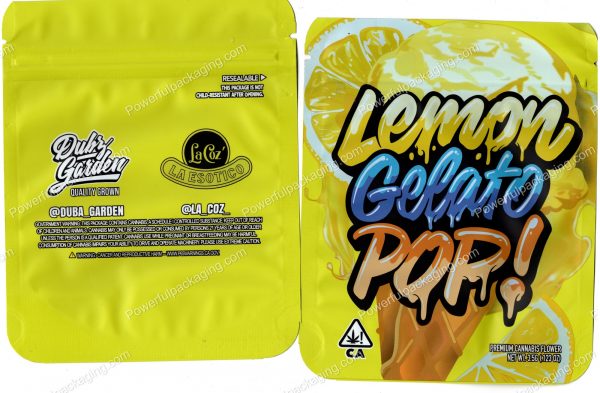 Dubz Garden : Lemon Gelato Pop Flower Packaging 3.5 Mylar Bag *Empty Bags*